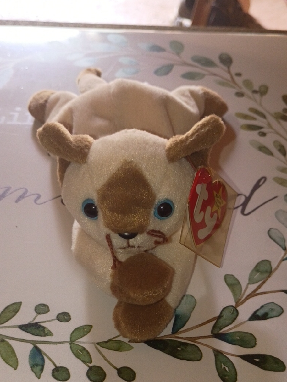 Ty Beanie Plush Reindeer - Cream and Brown with Blue Eyes